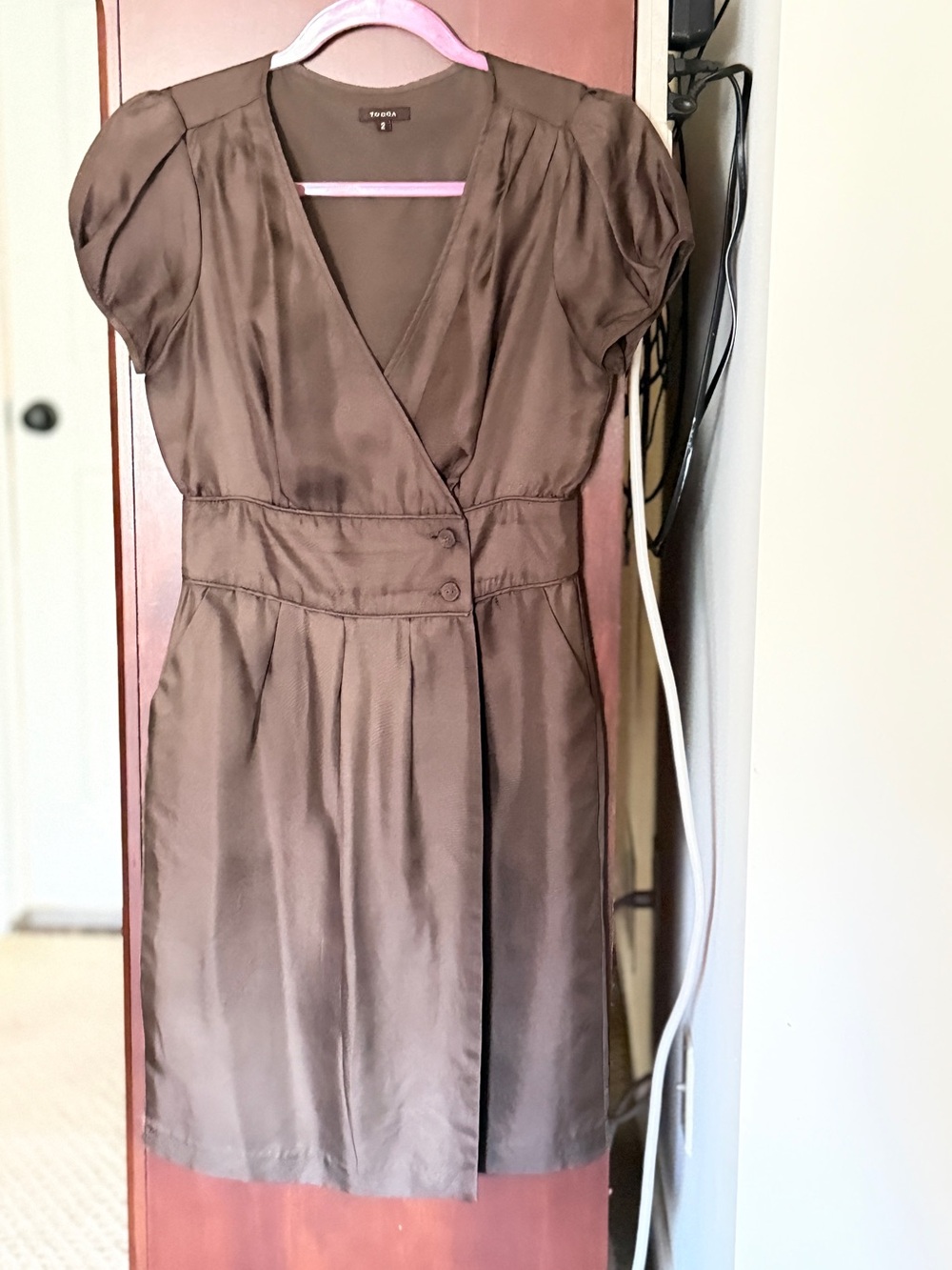 Tocca brown silk  Wrap Sheath Dress